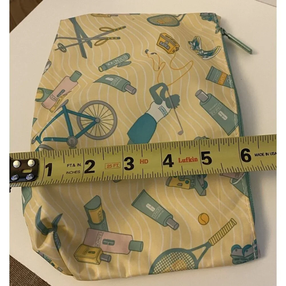 Clinique Vtg 1980's Cosmetics Makeup Zipper Closure Bag Sports Golf Biking Ski